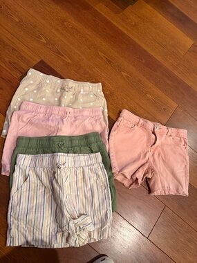 Kids' Casual Pull-On and Denim Shorts - Pink, Green, Beige, Multi-Stripe